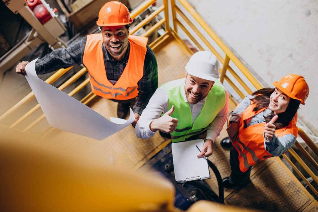 happy Contruction workers